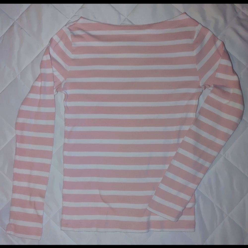 GAP Pink Stripes Boat Neck Top Medium
